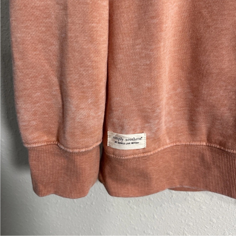 Simply Southern Messy Hair Don’t Care Fleece Sweatshirt Sz M Relaxed Fit Peach - Picture 3 of 12